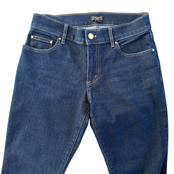 Ann Taylor Petite Jeans Women's size 2P 2 petite Blue Gold Snap Straight Preppy - Picture 4 of 11